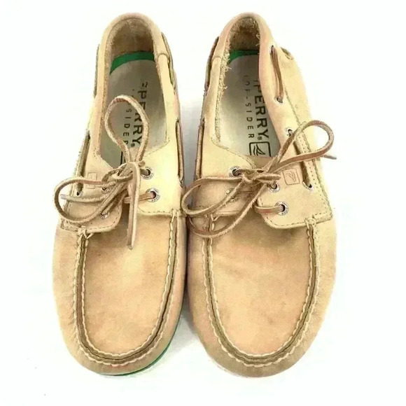 Sperry mens flats size 9 tan leather lace up boat shoes main image 14